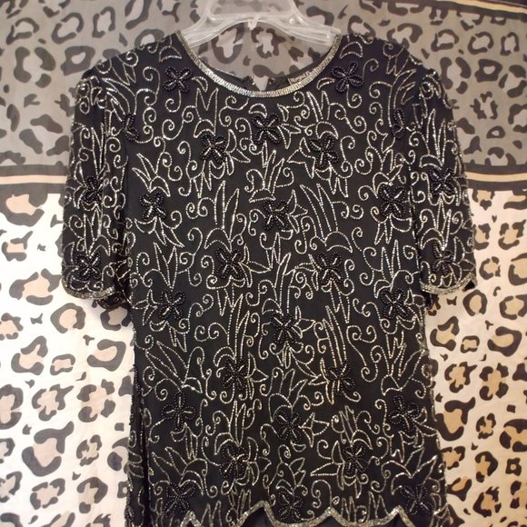 Vintage Silk Beaded Top - Picture 1 of 6